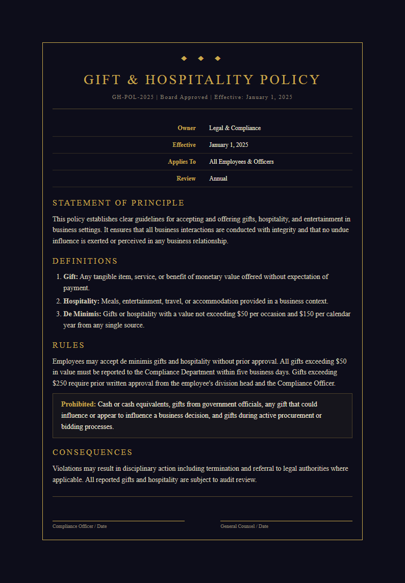 Midnight luxury policy with dark theme